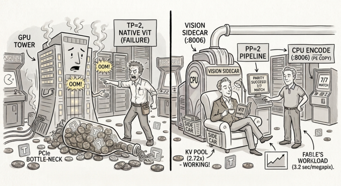 The CPU vision sidecar — evicting Qwen3.6's vision encoder from two RTX 5070 Tis